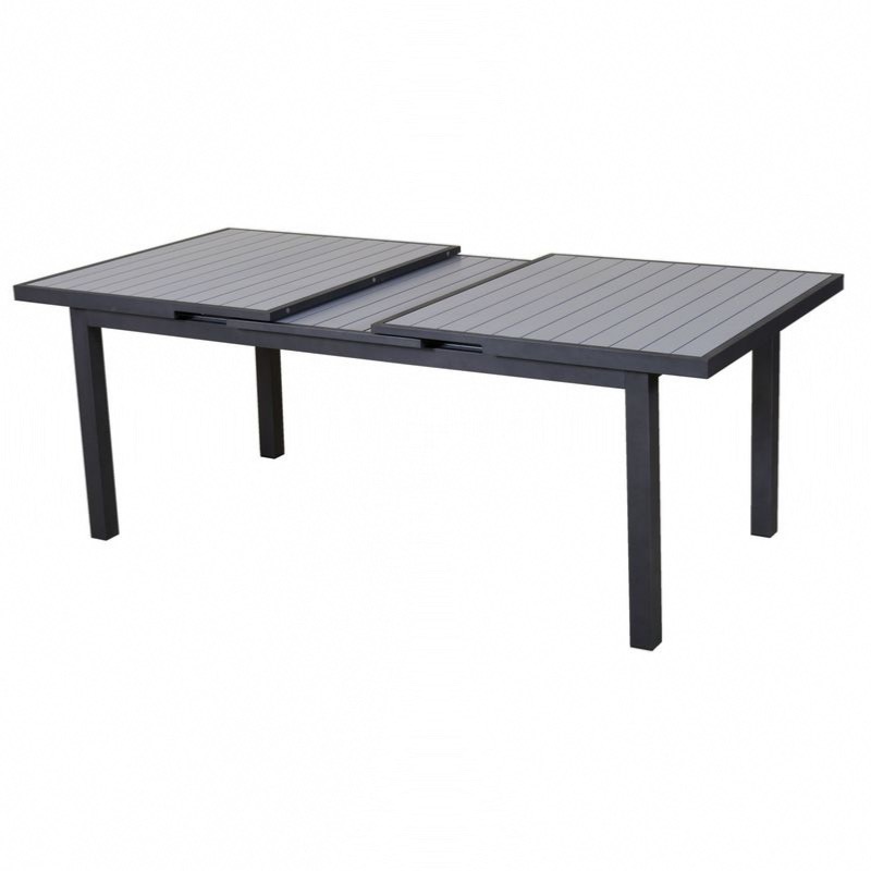 Table Lenny up 180/240X100cm en alu gris / gris clair, rallonge automatique
