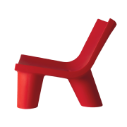 Chaise Lounge LOW LITA en polyesthylène coloris rouge flamme SLIDE