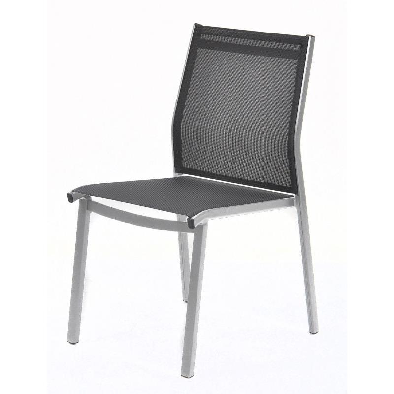 CHAISE OCEAN ALUMINIUM ARGENT TOILE TEXTILENE GRIS KETTLER