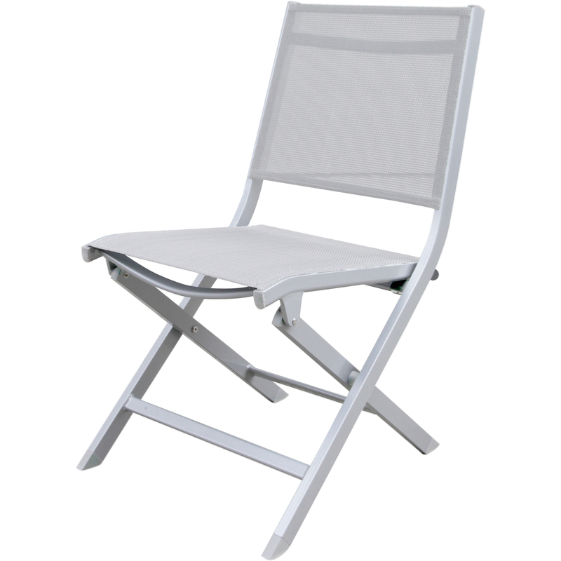 Chaise OCEAN aluminium blanc toile textilène blanche, pliante