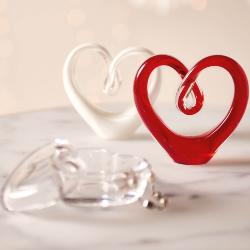 Sculpture coeur en verre 10cm Rouge Leonardo