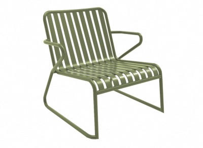 FAUTEUIL VERO en aluminium coloris AMANDE. Empilable, dimensions : 73X76X76 cm (L,H,P) Océo