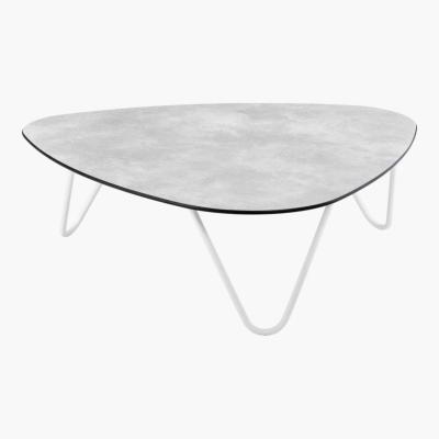 Table Basse Cocoon plateau en stratifié compact HPL ciment  pied acier galvanisé coloris kaolin