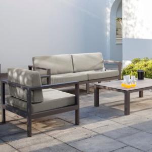 Canape Castille 2 Places Chassis Aluminium Epoxy Coloris Cafe