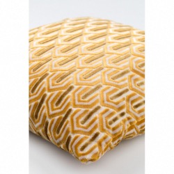 Coussin BEVERLY Jaune Tissu velours: 58% viscose, 31% acrylique, 11% polyester Zuiver
