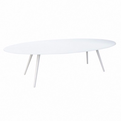 Table ovale SPADE pieds blancs, plateau verre foggy 200x120 cm - GARDEN ART