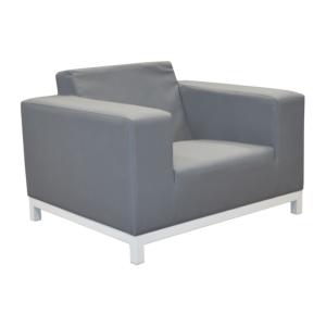 Fauteuil Belle Ile châssis aluminium coloris blanc, toile polyester enduit, mousse quick dry, oceo