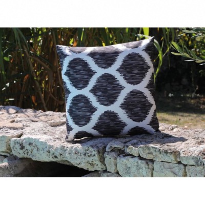 Coussin MOTIF LOSANGE NOIR 45X45, toile polyester 280 gr traité déperlant. Rembourrage FOAM WATERPAS