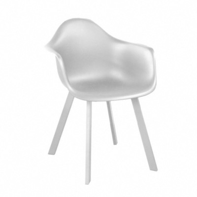 FAUTEUIL COQUE JATO, chassis aluminium coloris blanc et coque BLANCHE, dimensions : 47X83X53 cm