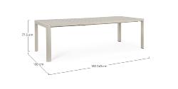 Table KIPLIN 180/240x100 cm, Rastin, aluminium