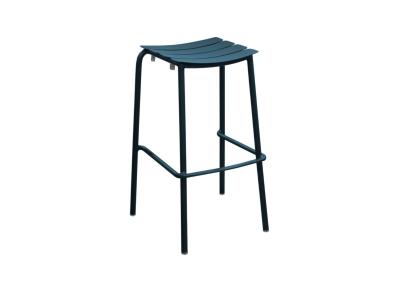 Tabouret PERFECT, chassis aluminium epoxy BLEU, assises a lattes, empilable. Proloisirs