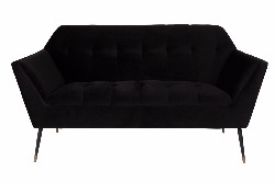 Canapé KATE 2 places - coloris noir tissu velours de polyester - Dutchbone