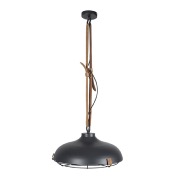 Suspension DEK Ø.51 métal noir & cuir ZUIVER