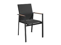 Fauteuil DELIA Accoudoirs Teck Graphite/Noir 56x86x58cm - Châssis Aluminium - Toile TPEP