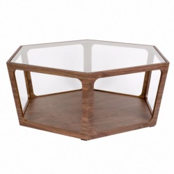 Table à café hexagonale en bois et verre SITA - DUTCHBONE