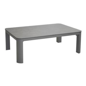 Table basse Eole 120x80 châssis alu époxy TAUPE plateau HPL Trespa LUNA - OCEO