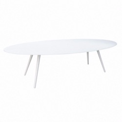 Table ovale SPADE pieds blancs, plateau verre foggy 200x120 cm - GARDEN ART