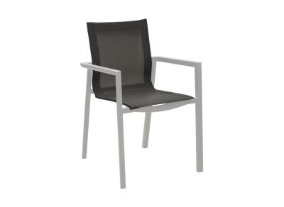 Fauteuil BOSTON chassis aluminium BLANC et toile TPEP NOIR Océo