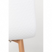 Chaise scandinave Leon en polypro blanc, piètement en alu couleur bois naturel