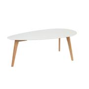 Set de 2 tables gigognes DROP piètement en chêne massif & plateau en MDF coloris blanc brillant