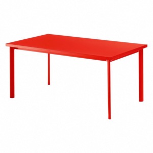 Table STAR 160X90 en acier vernis coloris rouge ecarlate plateau plein - EMU