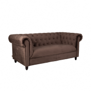 Canapé capitonné CHESTER vintage aspect velours coloris marron foncé - Dutchbone