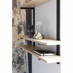 ETAGERE BUNDY Cadre mural en fer noir enduit de poudre 3 étagères  L22xP115xH90 cm ZUIVER