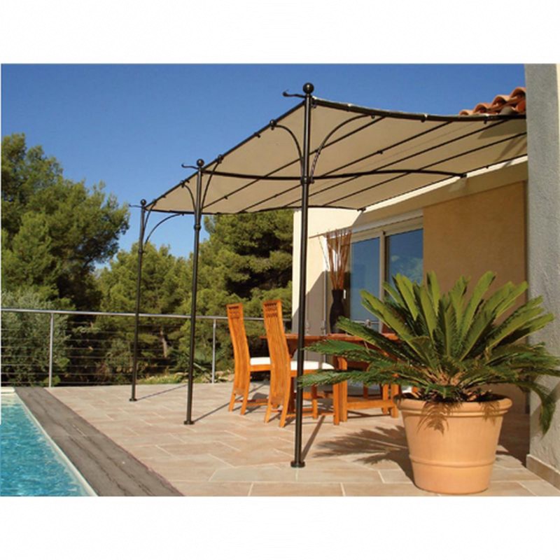 Tonnelle adossée PROVENCE 4x3m   Toile d'ombrage beige clair