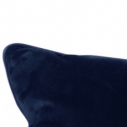Coussin oreiller bleu foncé touche velour, tissu exterieur 100% polyester et interieur polyester 