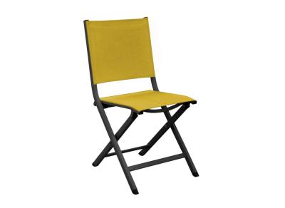 Chaise THEMA châssis aluminium epoxy GRIS toile textilene NOIR pliante