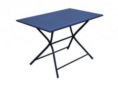 Gueridon GLOBE 110x70x74 cm châssis aluminium plateau à lattes Bleu pliante PROLOISIRS
