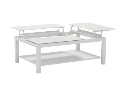 Table BUTTERFLY, 120x80x42/54cm, chassis aluminium epoxy BLANC, 3 plateaux élévateurs Océo