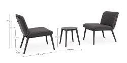 Set Lounge ISABELA Anthracite, L59xP70xH77 + 1 table basse L40xP40xH40 cm Andrea Bizzotto