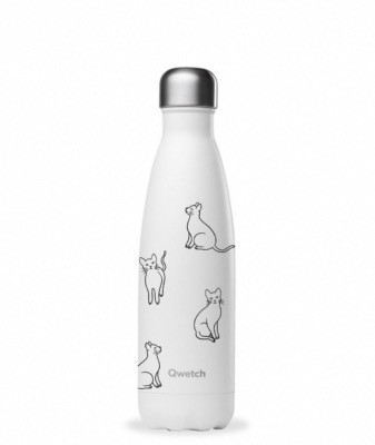 Bouteille isotheme collection PRETTY CATS coloris blanc, 500ml