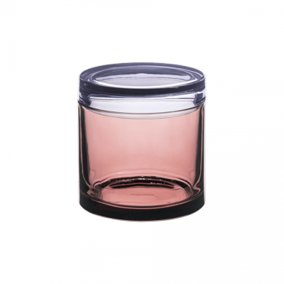 Boite en verre decorative rose avec couvercle TAILLE S 13,5CMXØ13CM Remember