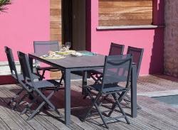 CHAISE THEMA PLIANTE ALU GRAPHITE/ROUGE PROLOISIRS