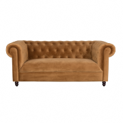 Canapé capitonné CHESTER vintage aspect velours coloris marron doré - Dutchbone