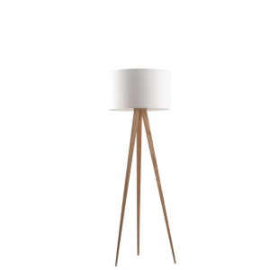 Lampadaire TRIPOD pied bois abat-jour blanc - ZUIVER