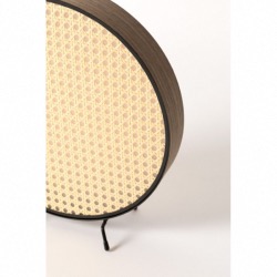 LAMPE SIEN Abat-jour en placage de bois avec sangles en rotin Base en fer 