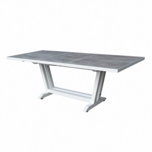 AMAKA - Table 170/230X90cm - pied blanc - plateau HPL aspect béton ciré - LES JARDINS