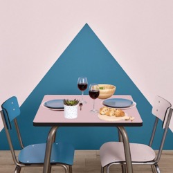 Table à manger Véra – uni Rose Poudré Pieds Bruts - 70x70 cm - LES GAMBETTES