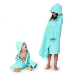 Ensemble de serviette et de débarbouillette bebe à capuche - Lagoon Ekobo