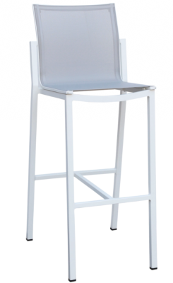 Tabouret AMAKA en aluminium blanc et toile PVC gris clair Les Jardins