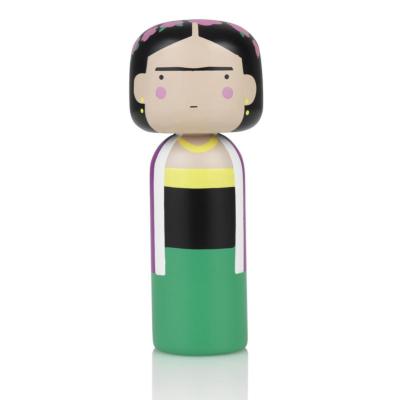 Poupée Kokeshi FRIDA peinte à la main,en bois de hêtre H 21.5 cm 