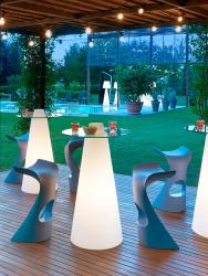 Table LIGHTED PEAK diam 80 x H120 light white plateau verre trempé Slide