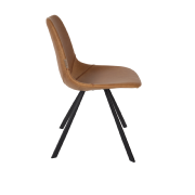 Chaise FRANKY piètement en acier noir assise en tissu polyuréthane coloris marron 