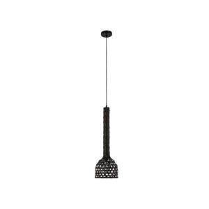 Lampe suspension BOO coloris noir, bambou tressé , 85 cm réglable