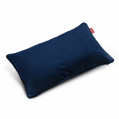 Coussin oreiller bleu foncé touche velour, tissu exterieur 100% polyester et interieur polyester 