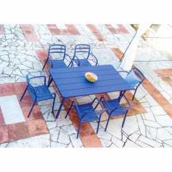 Set BASEL coloris BLEU - (1 table + 6 fauteuils) - Garden Art
