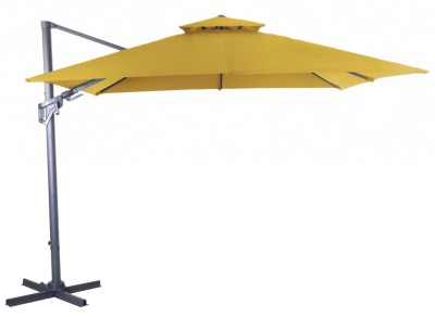 Parasol déporté en alumium 3x3M ORIENT NH BIO CLIM couleur CURRY, toile polyester PROLOISIRS